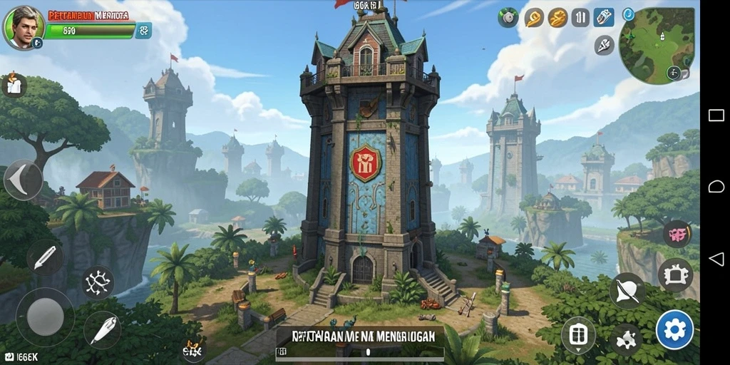 Tampilan gameplay 66K dengan serangan menara yang intens.