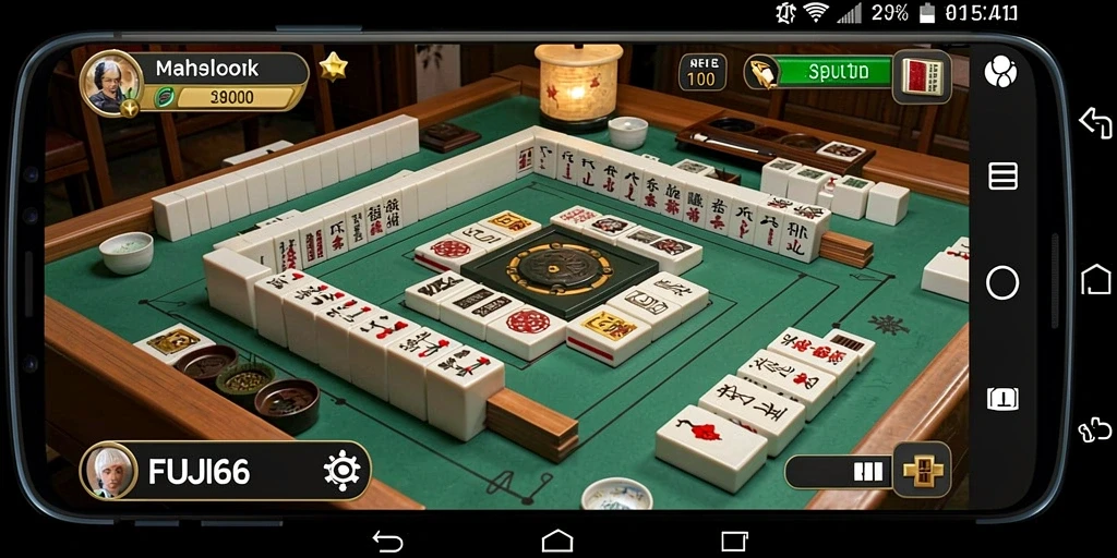 Tampilan gameplay Mahjong yang seru di FUJI66.