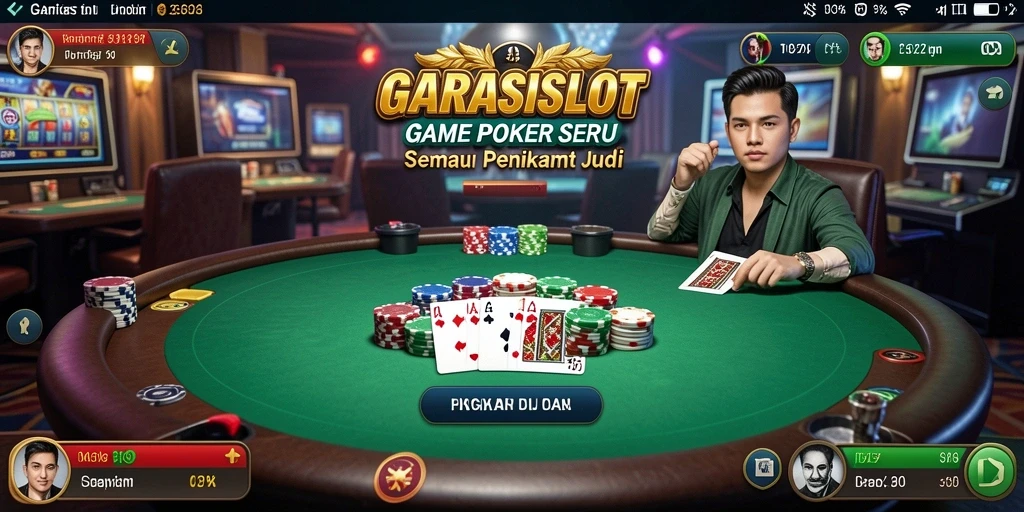 Tampilan menarik gameplay poker di GARASISLOT yang seru.