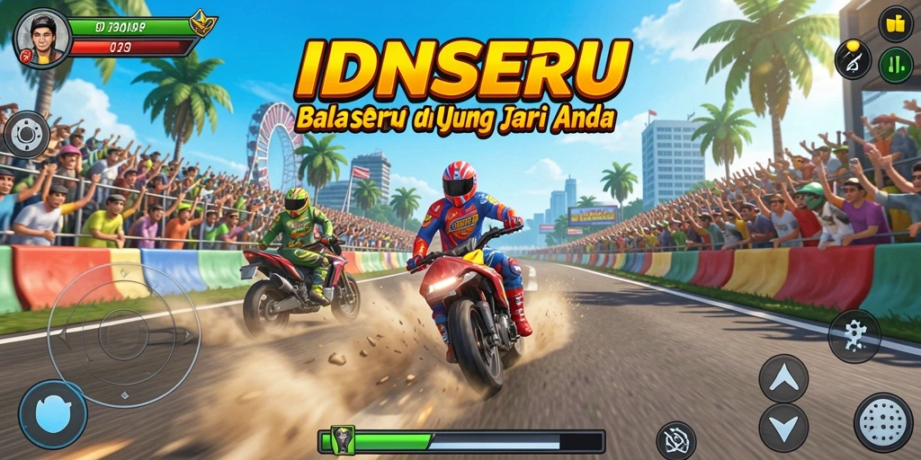Screenshot menunjukkan intensitas balapan di IDNSERU dengan grafis menawan.
