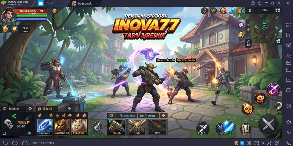 Tangkapan layar gameplay di INOVA77 menunjukkan pertempuran strategis yang mendebarkan.