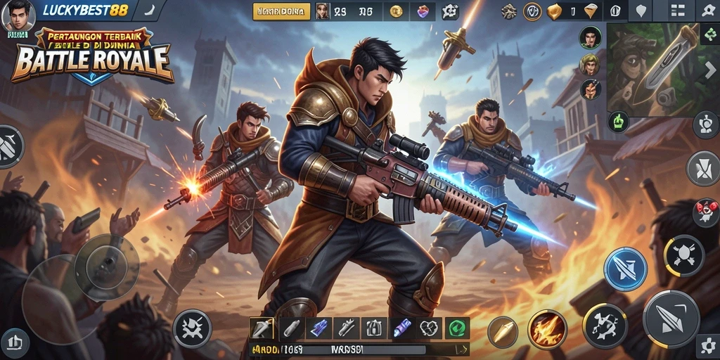 Screenshot gameplay LUCKYBEST88 menampilkan pertarungan seru antar pemain.