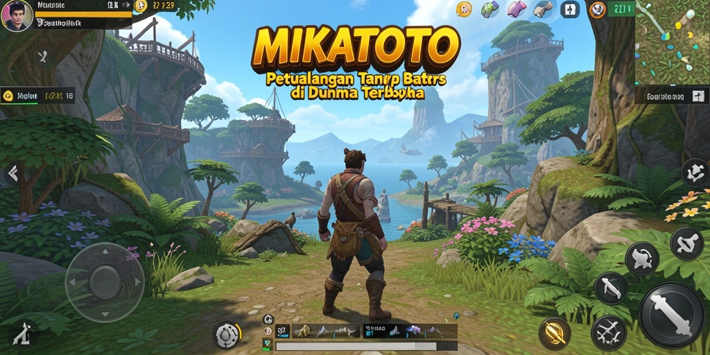 Tampilan gameplay MIKATOTO dengan petualangan seru di dunia terbuka.