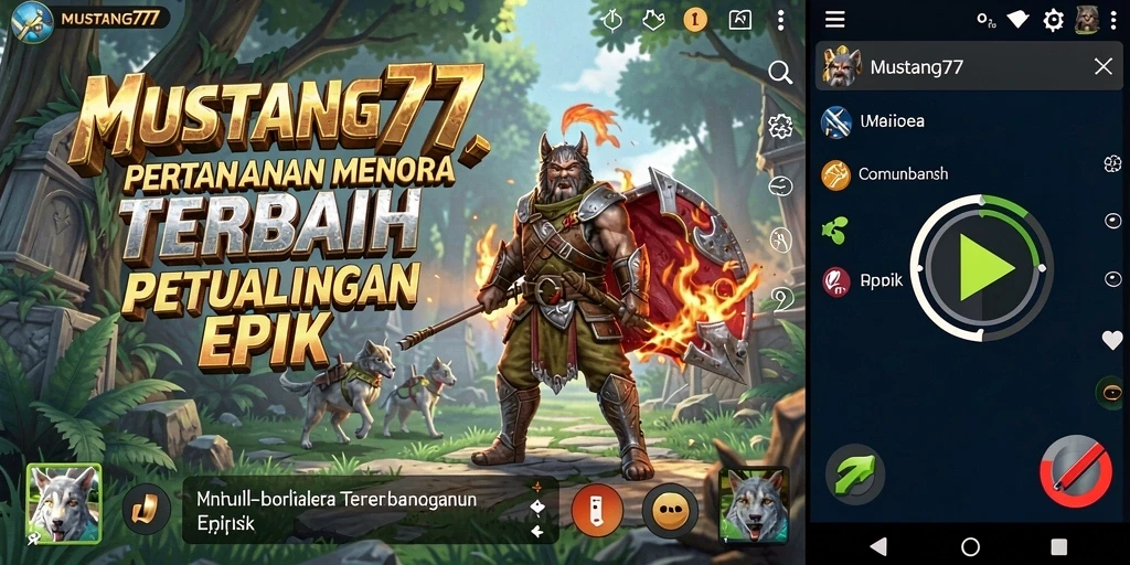 Screenshot menunjukkan aksi pertahanan menara di MUSTANG77.