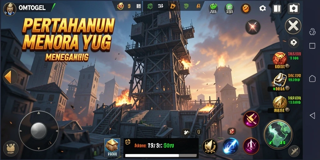 Tampilan menara pertahanan dan musuh dalam OMTOGEL.