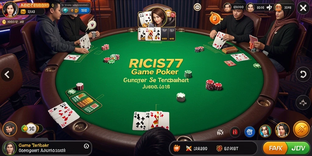 Tampilan utama RICIS77 dengan gameplay Poker yang seru.