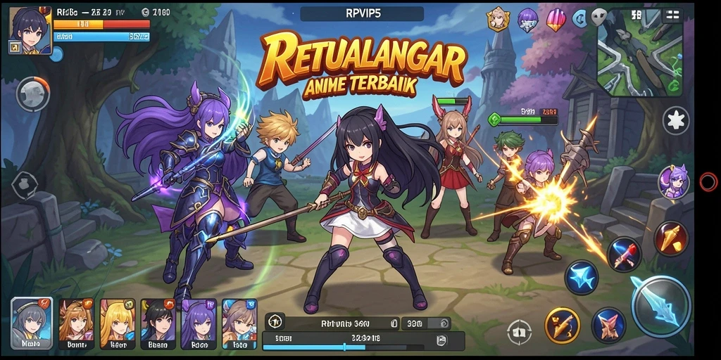 Tampilan gameplay RPVIP5 dengan karakter anime yang dinamis.