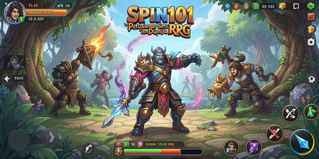 Tampilan menarik dari gameplay RPG di SPIN101.